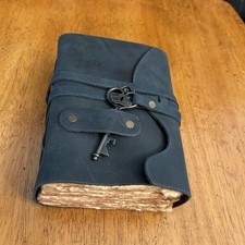 A Vintage Style Leather Journal Unused Blue