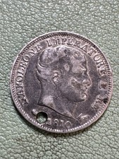 Italia 1810 M Stati Italiani Regno di Napoleone Bonaparte argento 5 Soldi Forati