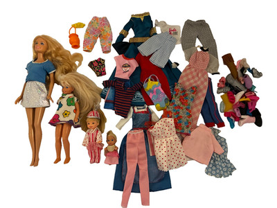 Vintage Barbie doll mixed lot with clothes unmatched shoes Mixed Brands Mattel