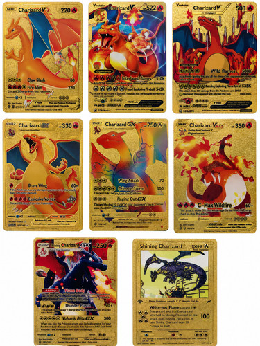 Gold Pokemon Charizard 8 Card Collection