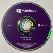 Windows 10 Pro 64-bit English Full Version DVD No Product Key Disc Only
