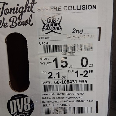 DV8 Severe Collision BOWLING ball 15 lb. NEW IN BOX!!! #069 | eBay