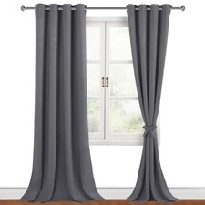 Blackout Curtains Drapes with Eyelets, Dark Grey Opaque Curtains, 2 Pieces...