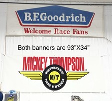 BF Goodrich & Mickey Thompson Shop Garage Banner Advertising Sign  Vintage