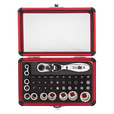 SUNEX TOOLS 9732 44Pc 1/4 Dr Mini Dual Flex Head RATCHET W Socket  Bit Set