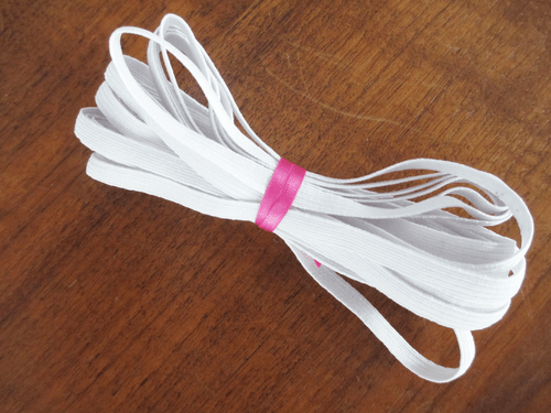 CINCO YARDAS de Banda Elástica Trenzada Plana BLANCA 1/4" con - Imagen 1 de 2