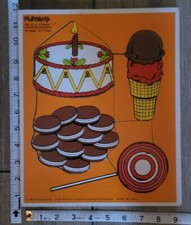 Playskool Favorite Dessert Wooden Frame Tray Puzzle 180-15 1983 U.S.A. Vtg