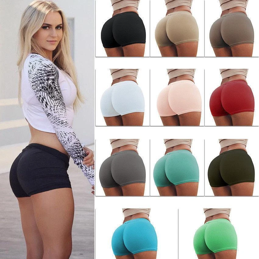 Womens Stretch Sports Yoga Shorts Stretchy Gym Workout Hot Pants Running  Shorts