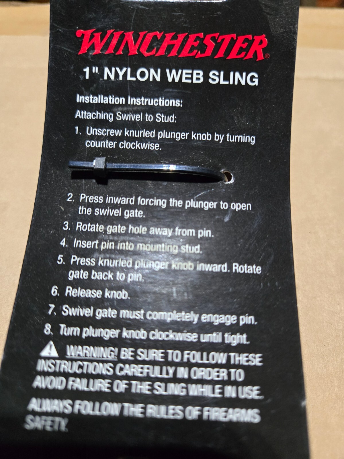 Winchester Black 1 Inch Nylon Web Rifle Sling With Swivels NEW 99854