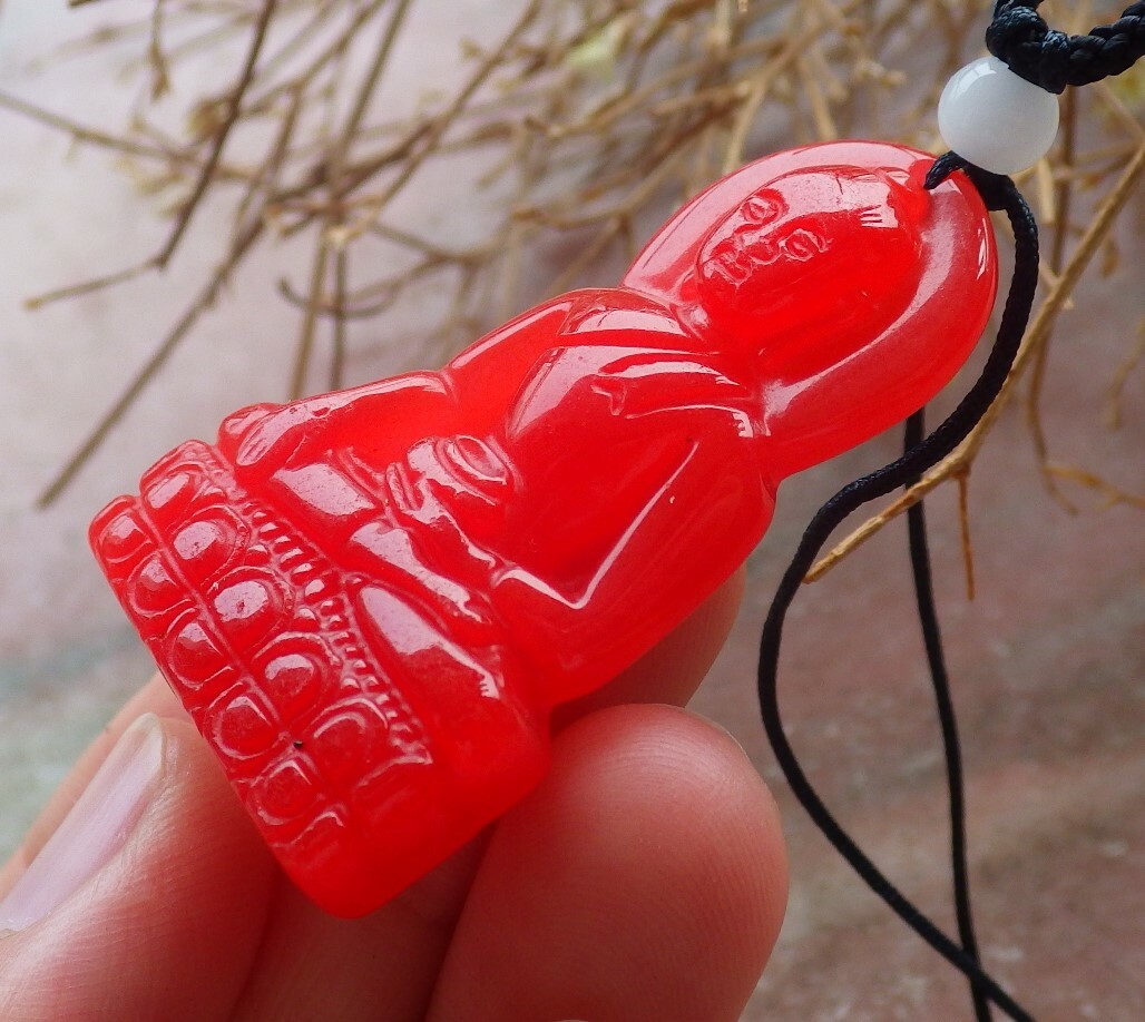 CHINESE Red JADE PENDANT Sakyamuni Buddha God 397349 | eBay