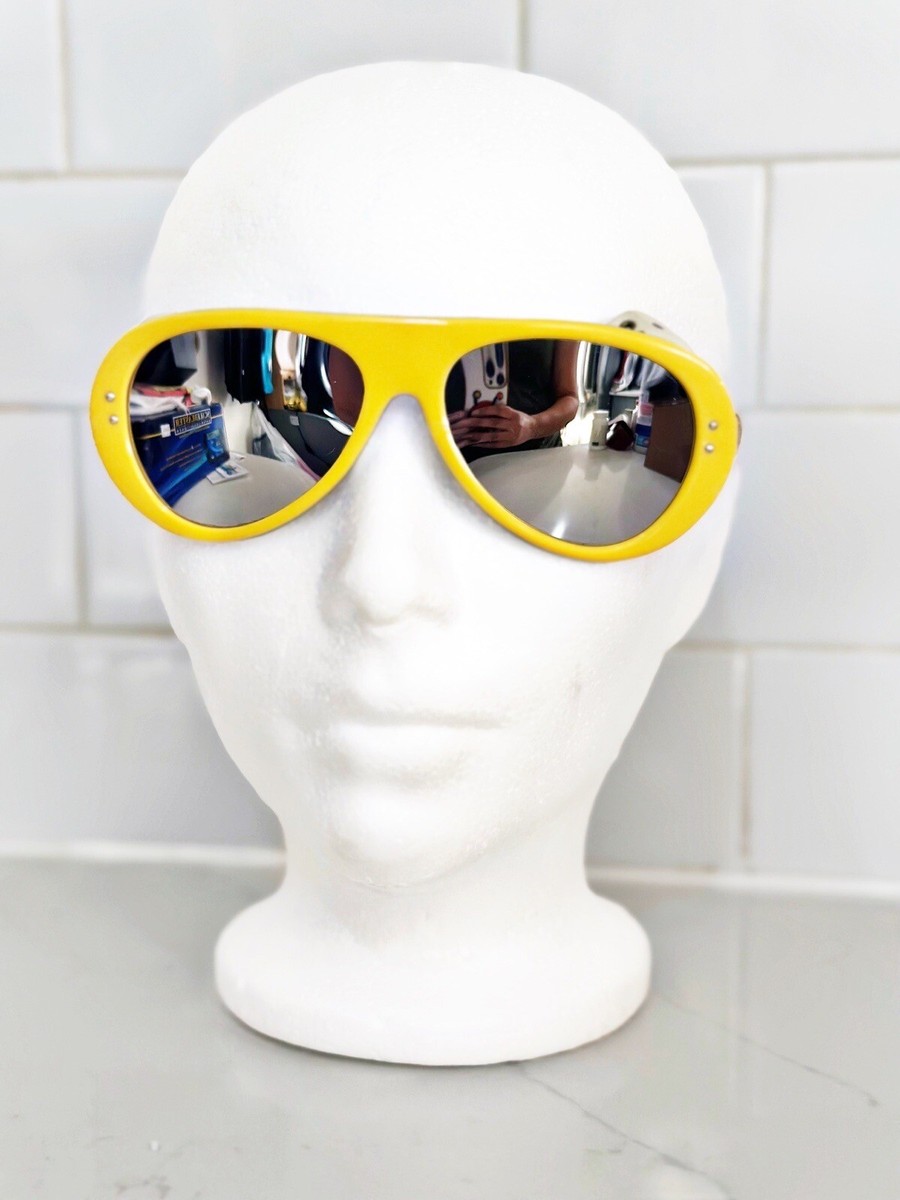 Y2K Vintage STYLE EYES Mirror Lenses Sport Aviator Sunglasses Yellow Japan