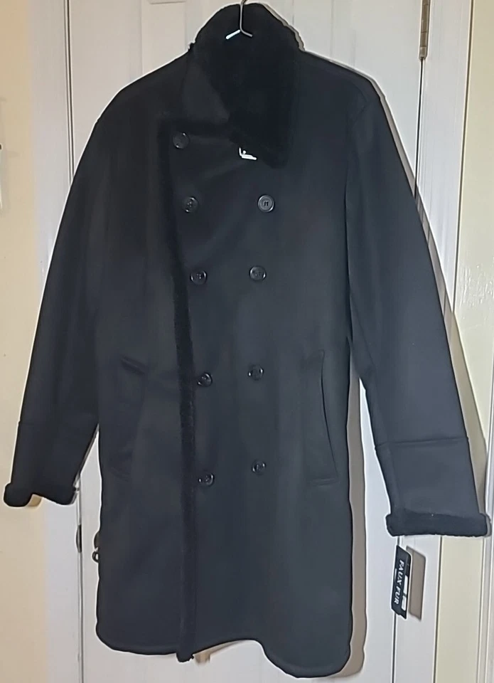 *BRAND NEW*GUESS Leather Suede Sherpa Faux Fur Jacket Trench Coat LARGE $350