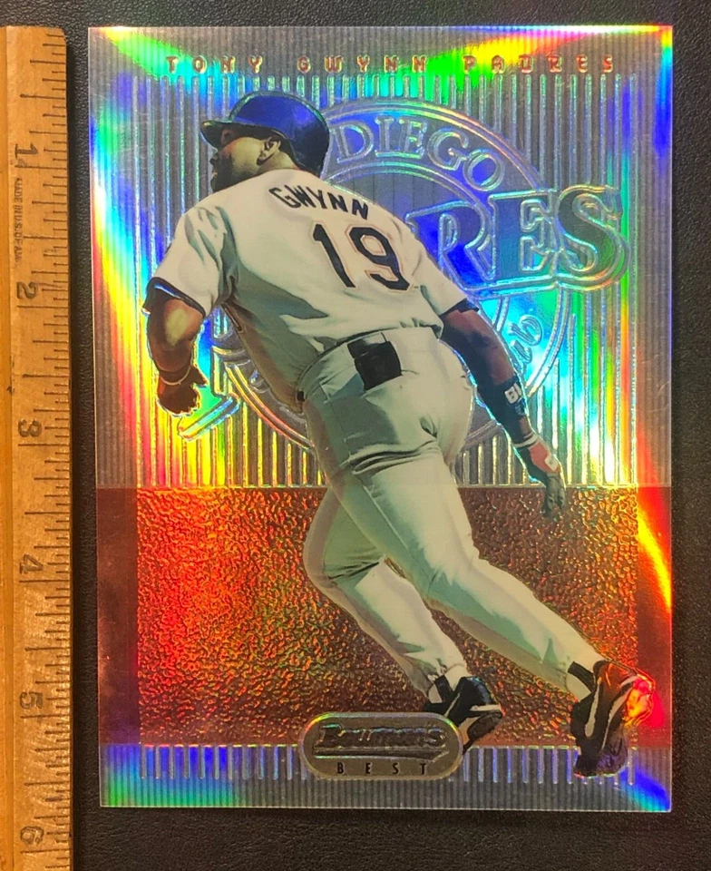 Tarjeta coleccionable de béisbol Tony Gwynn 1995 Bowmans Best REFRACTOR JUMBO #21 Foto 2 de 3