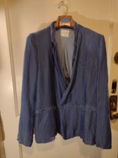 Forte Forte Blue Double Breasted Blazer Jacket Corduroy Sz L Italy Viscose