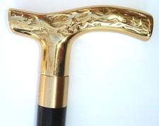 Derby Head Golden Shiny Brass Wooden Walking Stick Antique Cane Ladies Choice
