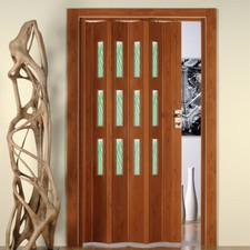 Porta interna a soffietto ciliegio porte con vetro molato dimensioni 88,5x214 cm