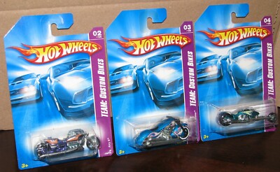 Hot Wheels 2008 Team: Custom Bikes #150 Airy 8 #151 Scorchin Scooter #152 Hammer