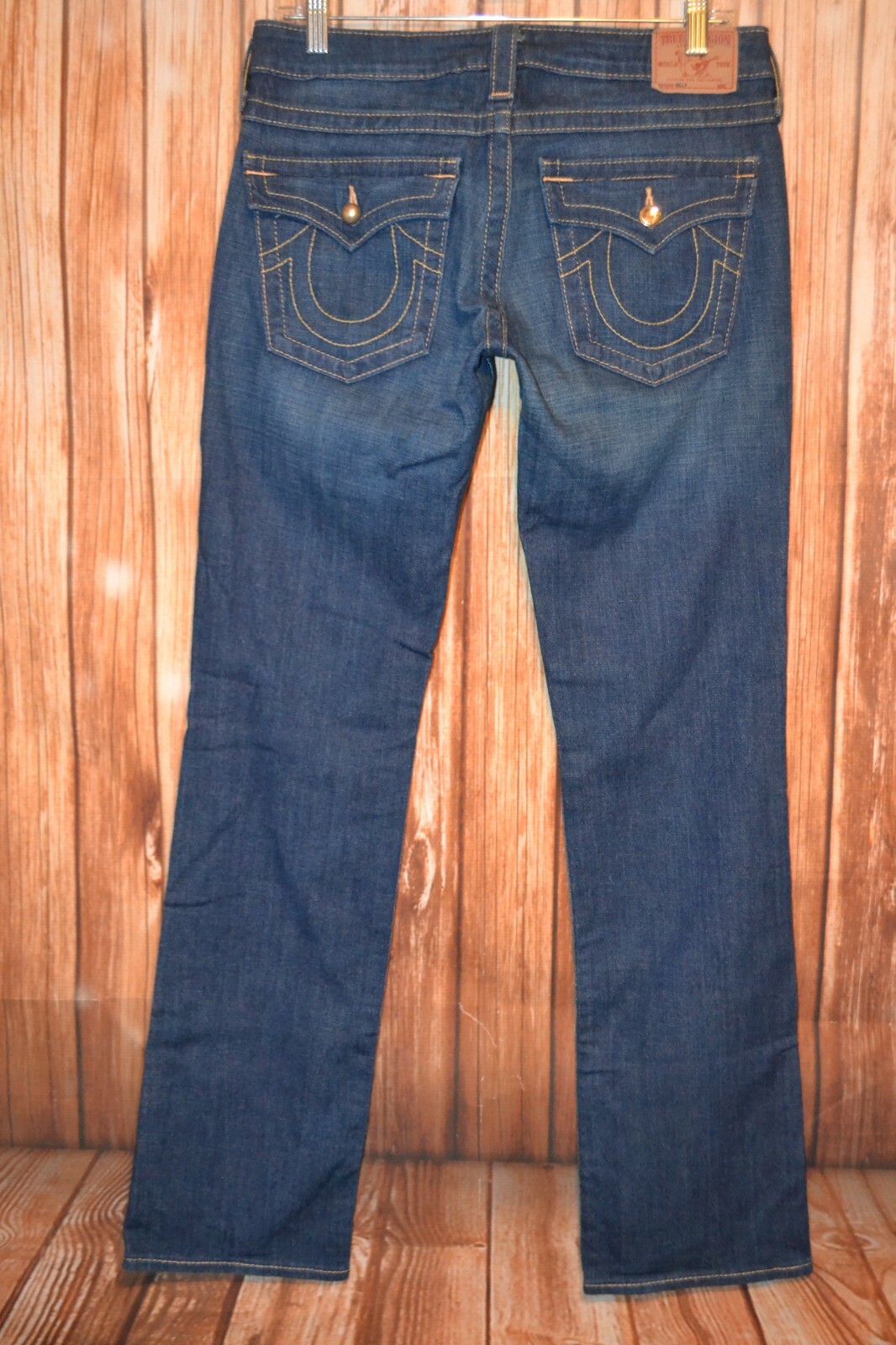 True Religion Women's Billy Straight Pocket Flaps Gem Blue Jeans Sz 30x33 thumbnail 6
