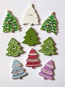 10 Christmas Tree Wooden Craft Buttons Embellishments Ebay