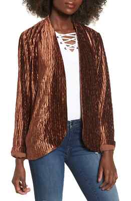 /LX029/ Moon River Open Front Velvet Blazer Amber Sz XS