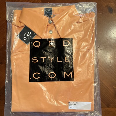 NWT QED Style Men's Golf Shirt Snap Buttons Uinta Peach Polo Size S