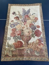 Vintage Pensee Le Vase Tapestry French Rose Signed GRH 25"x 39"  Floral brackets