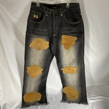 UNK Men’s NBA Teams Basketball Vintage Embroidered Patches Jeans Size 34x30