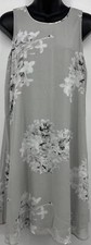 Calvin Klein Womens A-Line Dress 10 Shift Sleeveless Gray Floral Round Neck New