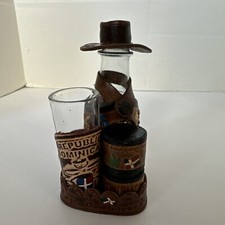Brugal Dominican Republic Advertising Collectible Bottle Glass Leather Holder