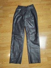 Vintage Women's Grey Leather Pleated Front Pants. Size 8.           B6