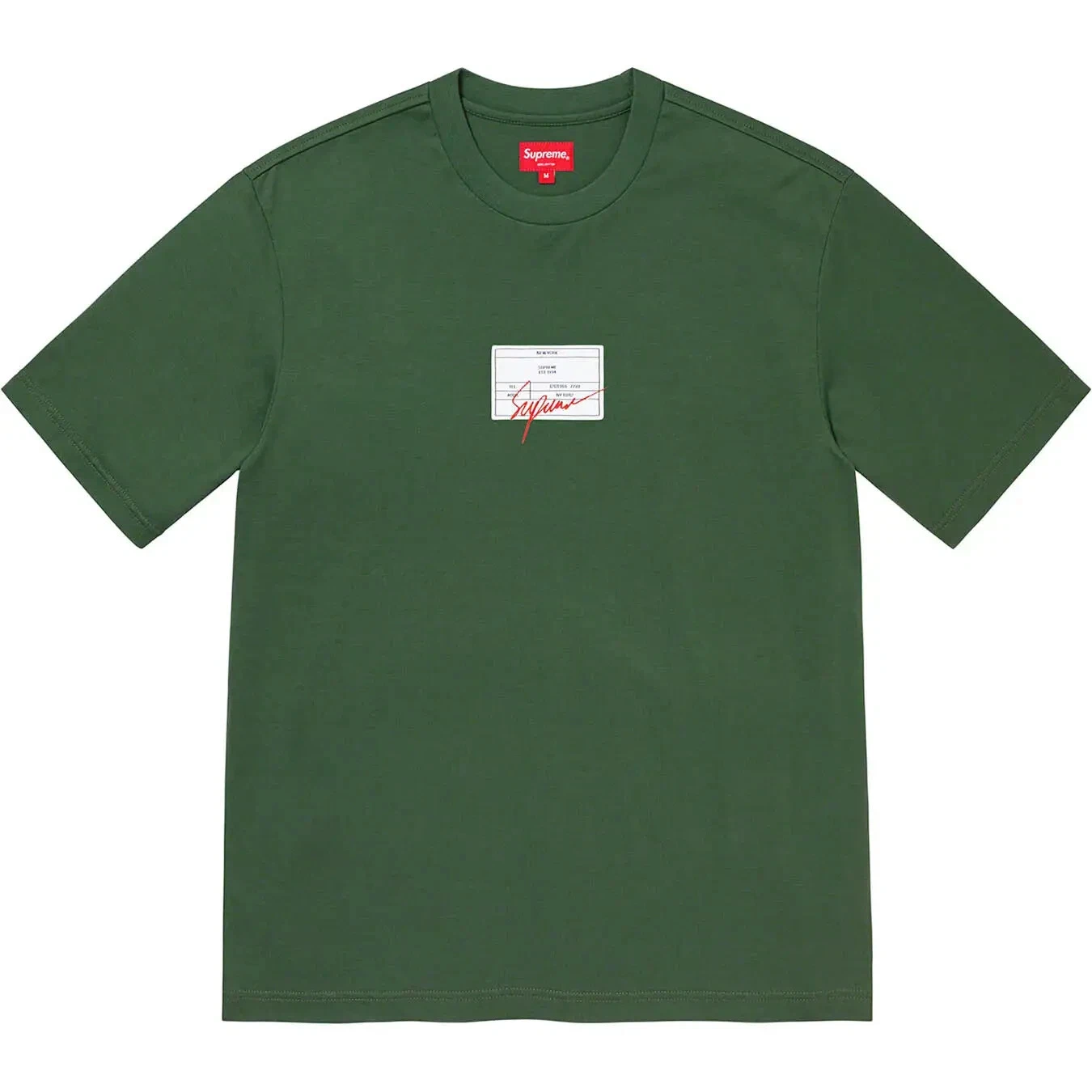 Tee shirt Supreme Signature Label XL vert olive (neuf)