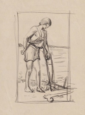 Jean-Paul Milliet - antiker Bauer ancient farmer ancien fermier Zeichnung dessin