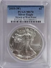 2015-(W) $1 American Silver Eagle PCGS MS70 Struck At West Point