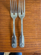 Vintage Cambridge Shell 6&3/4" pair of stainless steel salad forks