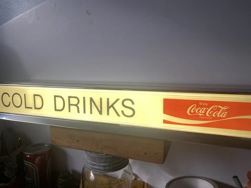 Vintage "Cold Drink" Coca-Cola Soda Fountain Machine Top Lighted Sign NEW