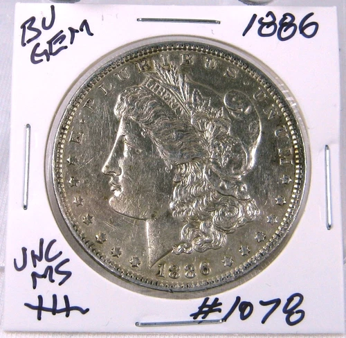 1886 MORGAN SILVER DOLLAR FROM ORIGINAL BANK BAG GEM BU US MINT #1078