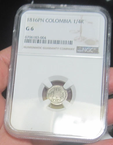1816 PN ( COLOMBIA) 1/4 REAL --POPAYAN-- NGC--