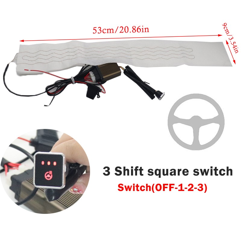 Car Winter Heated Steering Wheel Cover Diy Kit Heater Pad 6 Level 12V Universal