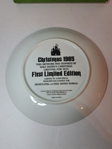 Walt Disney 1985 Christmas Greeting Collector Plate Vintage Limited Edition - Picture 4 of 7