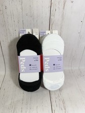 Peds Low Cut Cushion No Show No Slip Socks Size 8-12 Black White 12 Pairs NEW