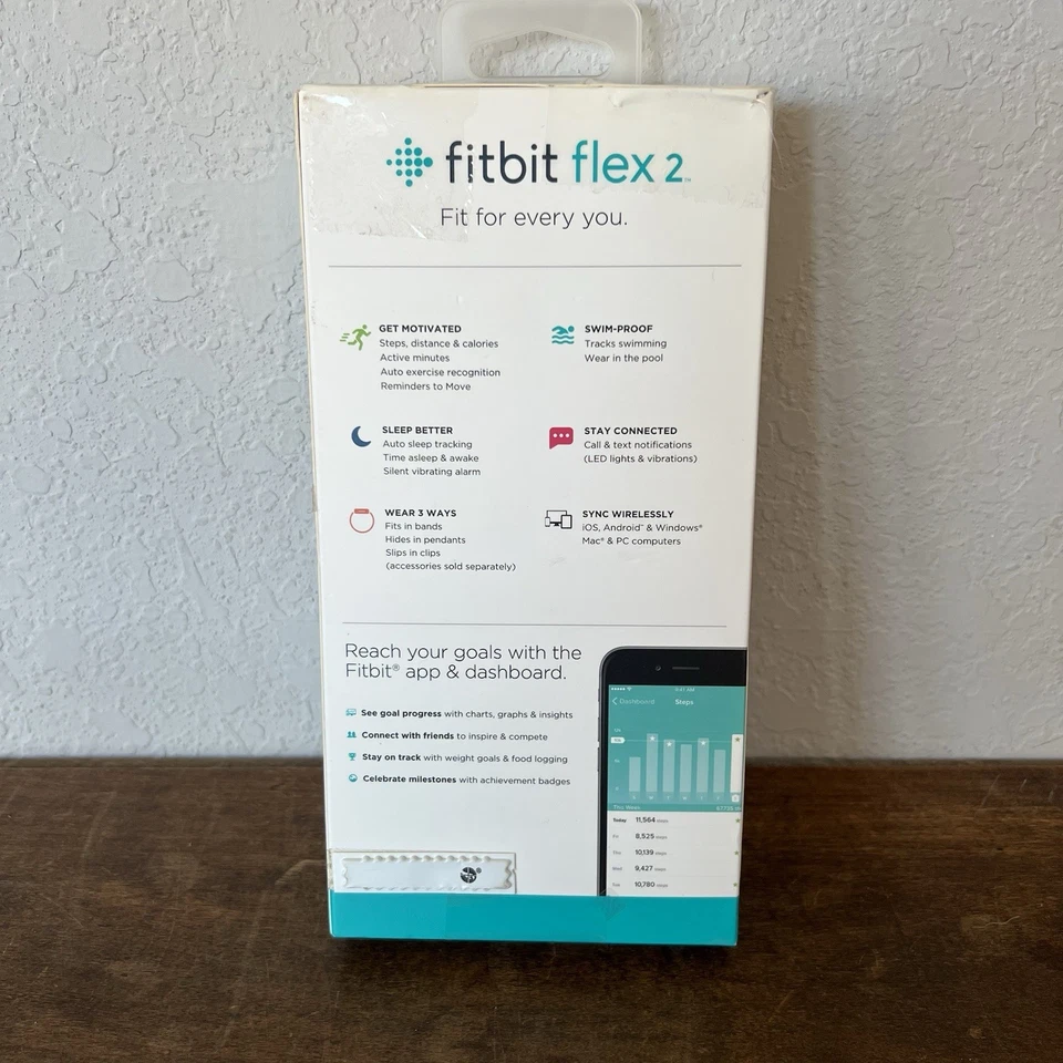 NEU Fitbit Flex 2 Bluetooth Gesundheit Aktivität Schlaf Tracker Sport S&L Band - Bild 2 von 4
