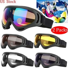 1-2pc Ski Goggles Snowboard Snow Winter Sports Anti-Fog Glare Lens UV400 Glasses