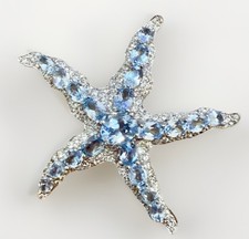 Vintage Blue Starfish Brooch Pin 2 Inches Prong Set SHINY