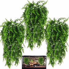 3 Pack Reptile Plants, Terrarium Hanging Plants Vines Artificial Leaves Habitat