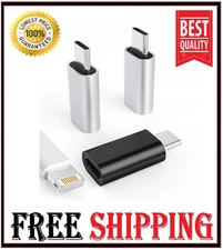 3Pack Lightning Female to USB-C Male Adapter, Type Charging for iPhone silver