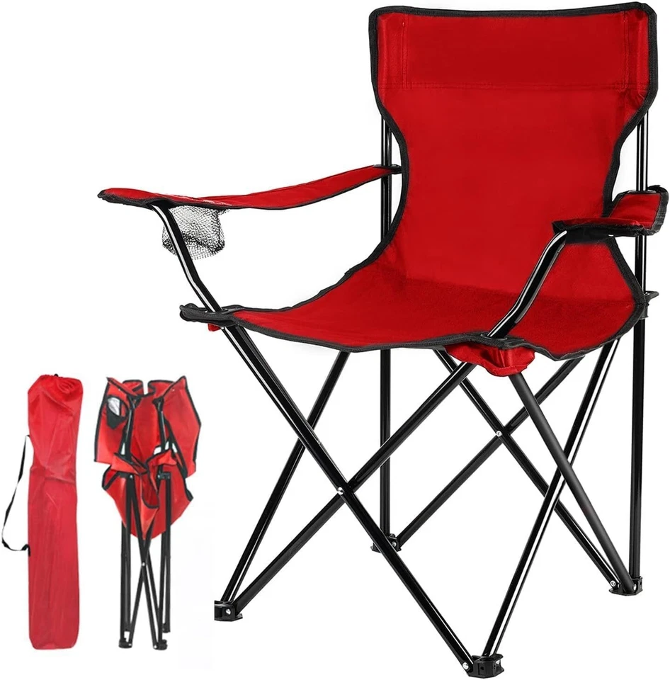 HOLDS 275 lbs Portable Folding Chair/ U Pic Color/ Camping Beach w/CupHolder 37z
