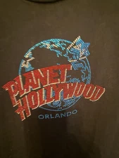 VINTAGE Planet Hollywood Orlando Florida Globe Logo Black T Shirt Women’s XXL