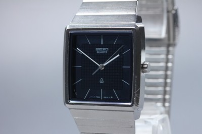 Vtg 1979 Seiko Emblem 7830-5180 Navy Blue Square Quartz Mens Watch