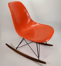 Vintage Herman Miller RAR Rocking Chair Orange Fiberglass Shell Black Base READ