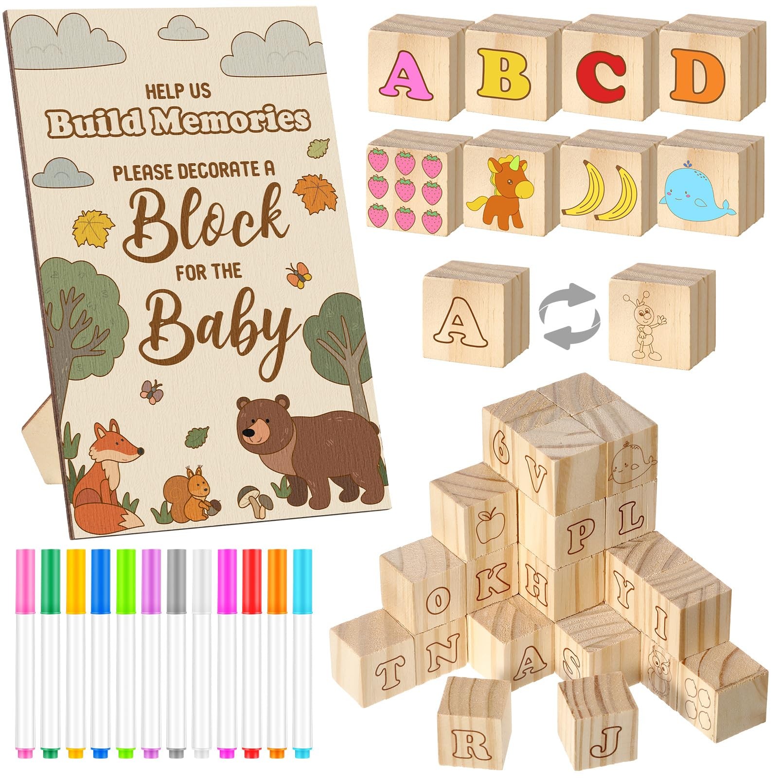 Sign Kit Include 36 Abc Letter Alphabet Blocks 4 Diy Wooden...
